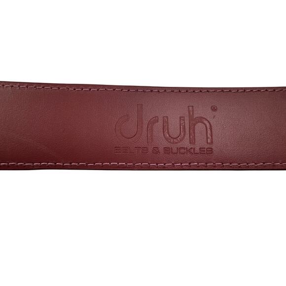 Druh Cognac Pebbled Full Grain Leather Adjustable Golf Belt Silver Buckle Men's - Picture 9 of 9